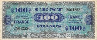 France 100 Francs Series 1944 Wwii Issue Circulated Banknote Lbjw