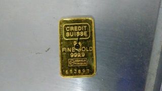 Credit Suisse 5 Gram 999.  9 Fine 24k Gold Ingot Bar From A Watch