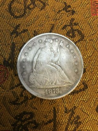1873 One Dol Seated Half Dollar United States Of America Silver Coin - Etched