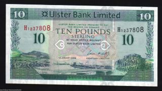 Northern Ireland 10 Pounds P340 2008 Ulster Bank Mountain Unc Banknote