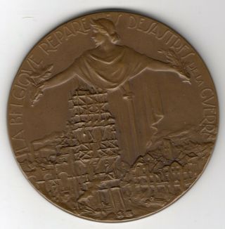 1919 Belgian Medal Issued For The Repairs Of The War Damage,  By Georges Petit