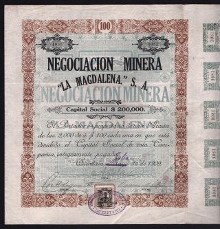 1909 Queretaro,  Mexico: Negociacion Minera " La Magdalena " S.  A.