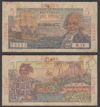 French Guiana 5 Francs Nd 1947 - 49 (f) Banknote P - 19a