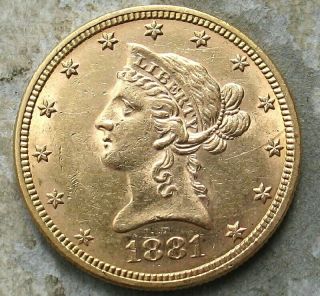 1881 $5 Liberty Gold Coin.  Ch/gem Bu