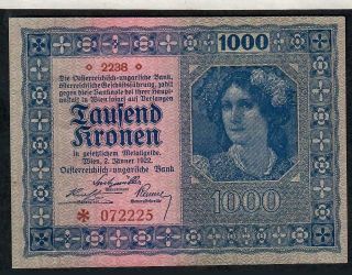 1000 Kronen From Austria 1922 Unc