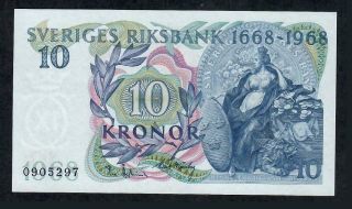 10 Kronor From Sweden 1968 Unc