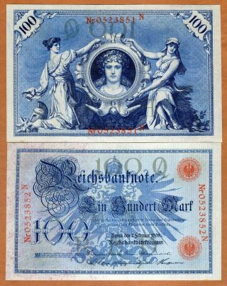 Germany,  100 Mark,  1908,  P - 33,  Unc 110 Years Old