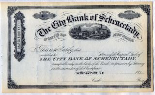 The City Bank Of Schenectady Stock Certificate York