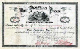 1906 Peoples Bank Of Mckeesport (pa) Stock Certificate