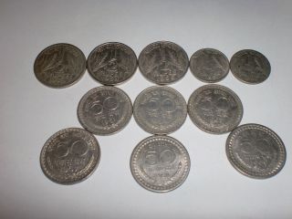 India Coins - 11 Old " 1/2 Rupee/1/4 Re.  /50 Naye Paise & 50 P " Coins - 1950/69 11de