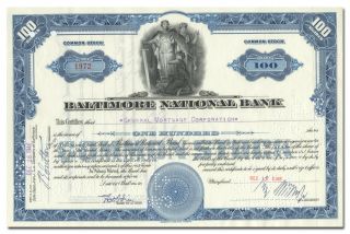 Baltimore National Bank Stock Certificate