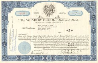 Meadow Brook National Bank York Stock Certificate