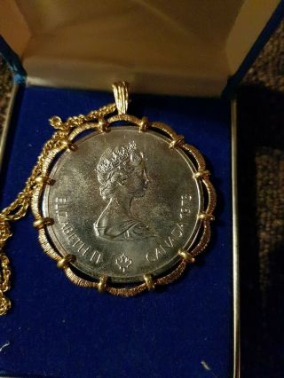 1973 Canada 10 Dollars 1976 Montreal Olympics Silver Coin and necklace 3