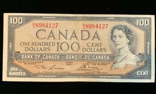 1954 Canadian $100 Dollar Bill - Lawson/bouey - Bc - 43c - B/j (bb 1199)