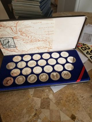 1985 Franklin Treasure Coins Of The Caribbean 25 Sterling Silver Coin Set