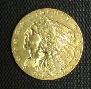 1914 Gold $2 1/2 Quarter Eagle Indian Head Unc Better Date