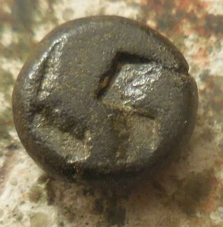 LESBOS.  Mytilene 1/24th Silver Stater 480 - 450 BC.  Quadripartite Incuse / Apollo 2