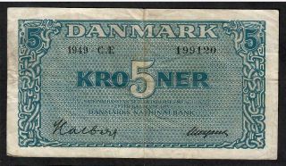 5 Kroner From Denmark 1949