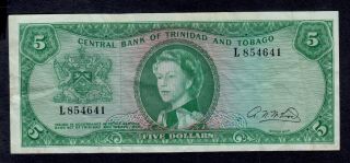 Trinidad & Tobago 5 Dollars L.  1964 L Pick 27b Vf.