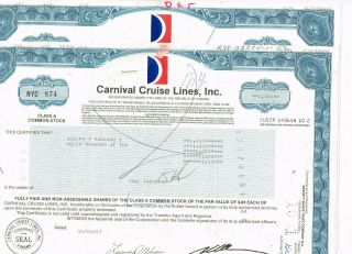 Set 2 Carnival Cruise Lines,  Inc. ,  1980s,  Vf Minus,  See Scan
