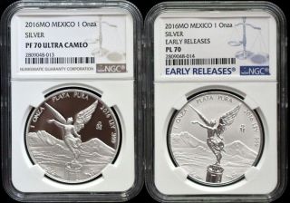 2016 Mexico Silver Reverse Proof Libertad Set - Ngc Pf70 & Pl70 Early Releases