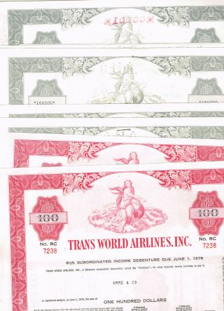 Set 10 Trans World Airlines (twa) Inc. ,  1960s,  Red And Grey,  Vf - Vf Minus