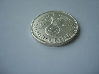 2 Reichsmark 1938 B German Hitler Silver Coin Third Reich Nazi