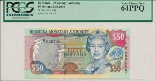 Monetary Authority Bermuda $50 2000 Low No.  000455 Pmg 64ppq