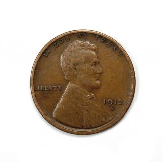 1912 S 1c Lincoln Wheat Cent Penny Vf Very Fine / Vf,  Very Fine,  143890