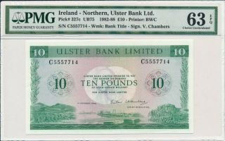 Ulster Bank Ltd.  Ireland - Northern 10 Pounds 1983 S/no 555771x Pmg 63epq
