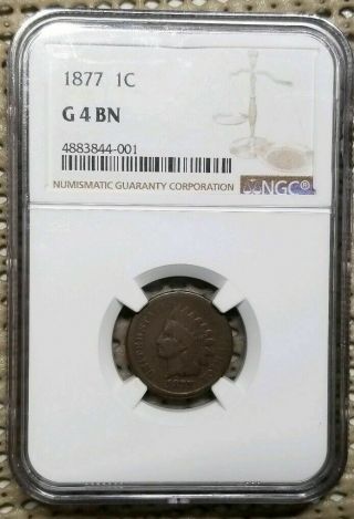1877 Indian Head Cent Copper Coin Key Date Ngc G4
