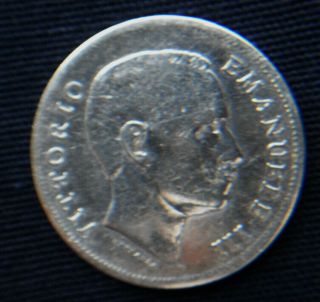 1907 ITALY Kingdom silver coin 1 lira F EAGLE 2