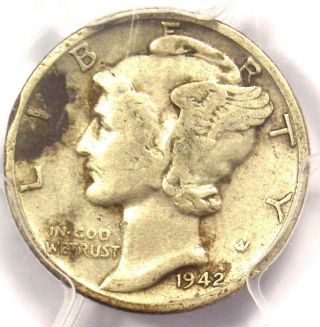 1942/1 - D Mercury Dime 10c - Certified Pcgs Vf25 - Rare Overdate Variety Coin