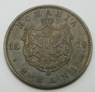 Romania 2 Bani 1879 B - Copper - Carol I.  - Vf - 2713
