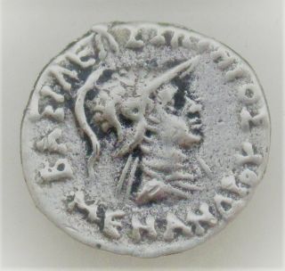Ancient Indo - Greek Ar Silver Drachm Coin Head Of Euracrates