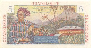 Guadeloupe 5 Francs Nd.  1947 P 31 Series A Uncirculated Banknote Anmx