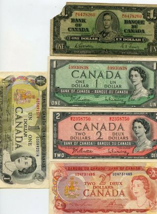5 Pc.  Canada Vintage Paper Money Notes.  Starts@ 2.  99
