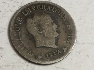 Italy Kingdom Of Napoleon C.  1 1812 - M 10 Soldi Silver Coin Circulated