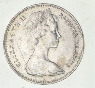 Silver World Coin - 1966 Bahama Islands 1 Dollar - World Silver Coin - 18g 393