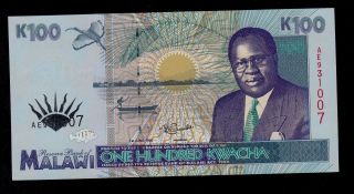 Malawi 100 Kwacha 1995 Ae Pick 34 Unc.
