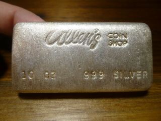 Allens Coin Shop Inc Westerville Ohio 999 Silver Bar 10 Troy Oz