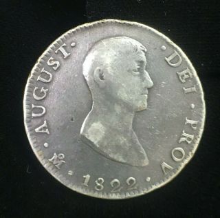 1822 Mo Jm Mojm Mexico Empire Of Iturbide 8 Reales Vg Km 305 Silver Coin
