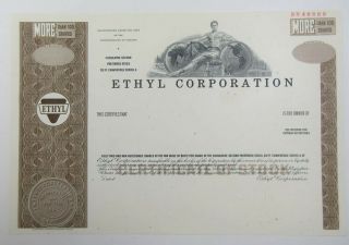 Va.  Ethyl Corp. ,  1976 100 Shrs Proof Stock Certificate,  Xf 100 Shrs Scbn