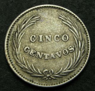 El Salvador 5 Centavos 1914 (p) - Silver - Vf - 2635