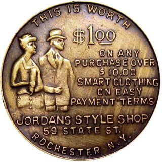 Pre 1933 Rochester York Good For Token Jordans $1 Good Luck Swastika