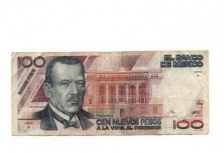 Bank Of Mexico 100 Pesos 1992 Vg