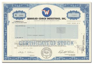 Wheeled Coach Industries,  Inc.  Stock Certificate (ambulance Maker)