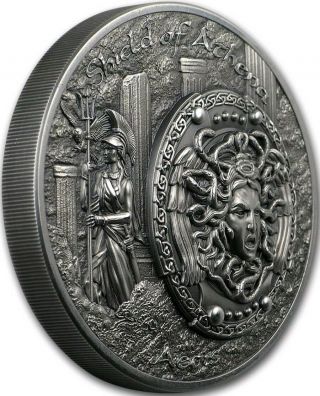 2018 2 Oz Silver $10 Shield Of Athena Aegis Mythology Ultra Highrelief Coins.