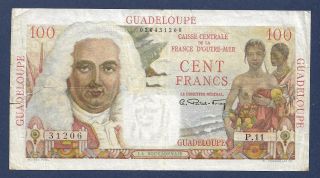 [an] French Antilles Guadeloupe 100 Francs 1947 - 49 P35 Avf