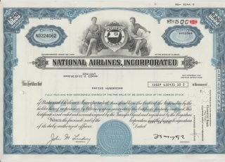 National Airlines,  Incorporated Stock Certificate Florida